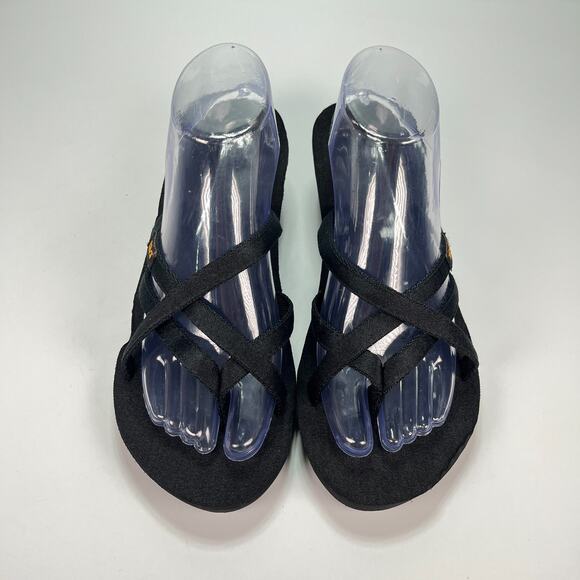 Teva Mush Mandalyn Wedge Ola 2 Black Flip Flop Sandals 1000099 Women's Size 9 - Picture 3 of 9